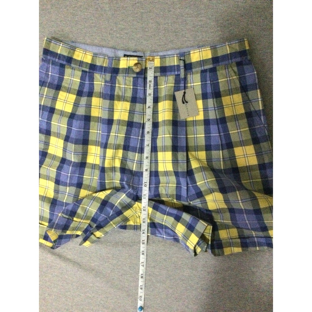 Vtg Tommy Hilfiger Plaid Shorts Womens Size 1 Blue Yellow Pleated Cotton Y2K NWT - Picture 14 of 16